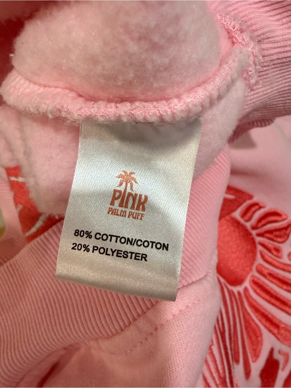 Pink Palm Puff “Everything Comes In Waves” Pink Hoodie, Size Extra Small - Picture 4 of 6